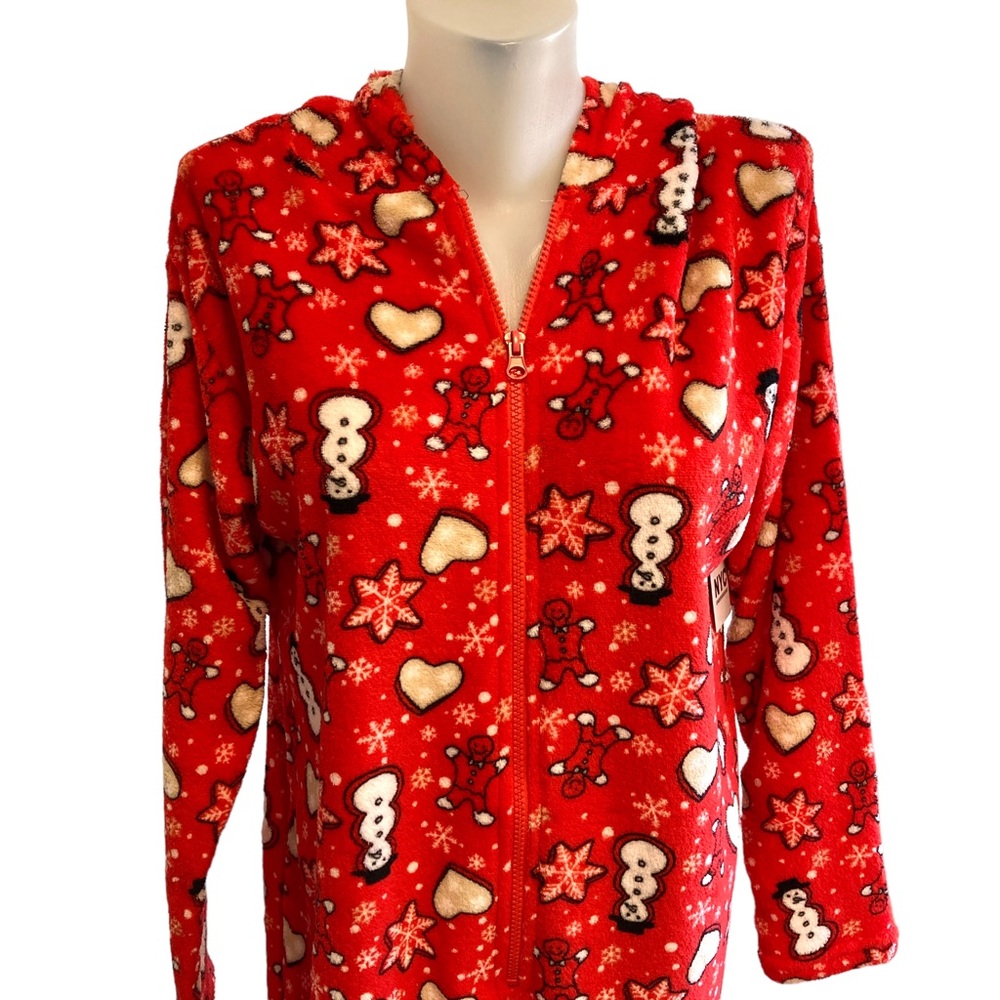 NYC underground adult Christmas pajama onesie one piece zip up hooded size L/XL - Picture 2 of 16